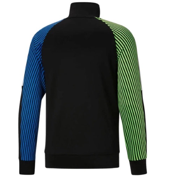 Puma Long Raglan Sleeve Front Zip Closure Track Jacket w/Bright Striped Sleeves - Picture 6 of 11